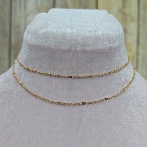 Elegant Doube Strand Gold Chain Choker Necklace